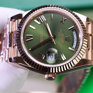 Đồng Hồ Rolex Day-Date Mặt Xanh Lá Cây Chế Tác Bọc Vàng Thật Trọng Lượng 186Gram QF 40mm (2)