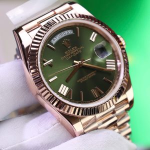 Đồng Hồ Rolex Day-Date Mặt Xanh Lá Cây Chế Tác Bọc Vàng Thật Trọng Lượng 186Gram QF 40mm (2)