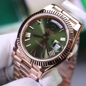 Đồng Hồ Rolex Day-Date Mặt Xanh Lá Cây Chế Tác Bọc Vàng Thật Trọng Lượng 186Gram QF 40mm (2)