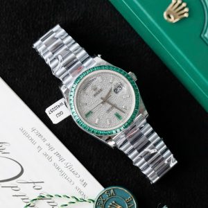 Đồng Hồ Rolex Day-Date Nam Chế Tác Đính Moissanite + Sapphire Baguette 40mm (2)