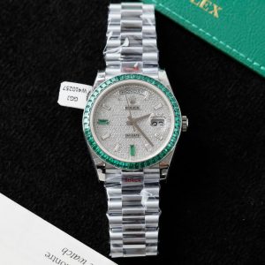 Đồng Hồ Rolex Day-Date Nam Chế Tác Đính Moissanite + Sapphire Baguette 40mm (2)