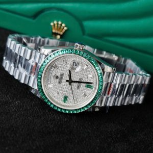 Đồng Hồ Rolex Day-Date Nam Chế Tác Đính Moissanite + Sapphire Baguette 40mm (2)