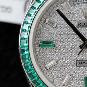 Đồng Hồ Rolex Day-Date Nam Chế Tác Đính Moissanite + Sapphire Baguette 40mm (2)