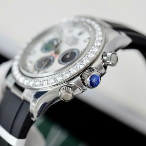 Đồng Hồ Rolex Daytona Chế Tác Mặt MOP Cọc Số + Vành Độ Kim Cương Moissanite 40mm (8)