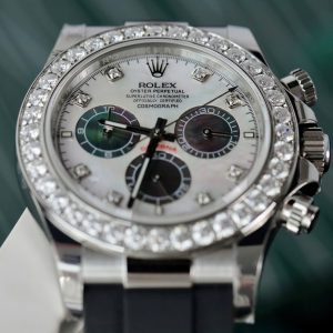 Đồng Hồ Rolex Daytona Chế Tác Mặt MOP Cọc Số + Vành Độ Kim Cương Moissanite 40mm (8)