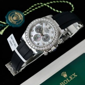 Đồng Hồ Rolex Daytona Chế Tác Mặt MOP Cọc Số + Vành Độ Kim Cương Moissanite 40mm (8)