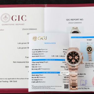 Đồng Hồ Rolex Daytona Mặt Đen Chế Tác Bọc Vàng Đính Kim Cương Moissanite Baguette 40mm (2)