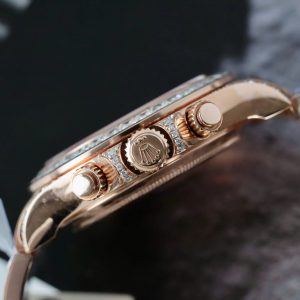 Đồng Hồ Rolex Daytona Mặt Đen Chế Tác Bọc Vàng Đính Kim Cương Moissanite Baguette 40mm (2)