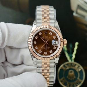 Đồng Hồ Rolex Lady-DateJust Nữ Mặt Nhỏ Màu Chocolate Replica Cao Cấp 28mm (9)