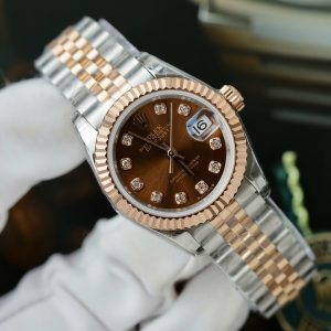 Đồng Hồ Rolex Lady-DateJust Nữ Mặt Nhỏ Màu Chocolate Replica Cao Cấp 28mm (9)