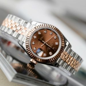 Đồng Hồ Rolex Lady-DateJust Nữ Mặt Nhỏ Màu Chocolate Replica Cao Cấp 28mm (9)
