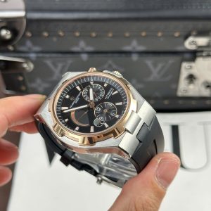 Đồng Hồ Vacheron Constantin Rep 11 Overseas Dual Time 47450 Demi Vàng Hồng Xưởng 9F 42mm (2)