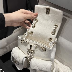 Balo Nữ Chanel Duma Mini Màu Trắng Like Auth 17.5x16 (2)
