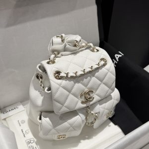 Balo Nữ Chanel Duma Mini Màu Trắng Like Auth 17.5x16 (2)