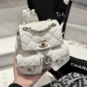Balo Nữ Chanel Duma Mini Màu Trắng Like Auth 17.5x16 (2)