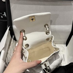 Balo Nữ Chanel Duma Mini Màu Trắng Like Auth 17.5x16 (2)