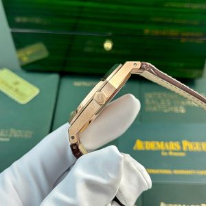 Đồng Hồ Audemars Piguet Royal Oak 15400 Fake 11 Mạ Vàng Hồng Mặt Trắng Xưởng IP 41mm (2)
