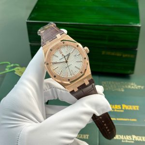 Đồng Hồ Audemars Piguet Royal Oak 15400 Fake 11 Mạ Vàng Hồng Mặt Trắng Xưởng IP 41mm (2)