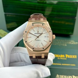 Đồng Hồ Audemars Piguet Royal Oak 15400 Fake 11 Mạ Vàng Hồng Mặt Trắng Xưởng IP 41mm (2)