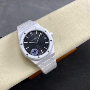 Đồng Hồ Audemars Piguet Royal Oak 15500 Chế Tác Gốm Trắng Mặt Đen Xưởng APS 41mm (1)
