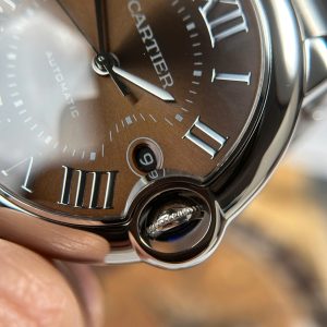 Đồng Hồ Cartier Ballon Bleu Rep Cao Cấp Mặt Nâu Dây Kim Loại Xưởng AF 40mm (2)
