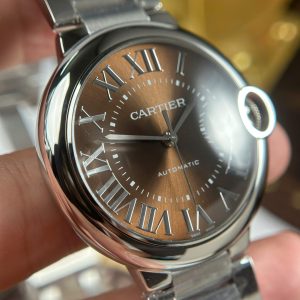 Đồng Hồ Cartier Ballon Bleu Rep Cao Cấp Mặt Nâu Dây Kim Loại Xưởng AF 40mm (2)