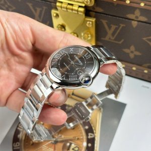 Đồng Hồ Cartier Ballon Bleu Rep Cao Cấp Mặt Nâu Dây Kim Loại Xưởng AF 40mm (2)