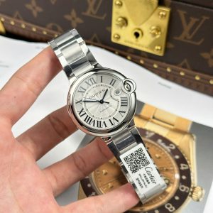 Đồng Hồ Cartier Ballon Bleu Replica 1 1 Mặt Trắng Dây Kim Loại Xưởng AF 40mm (2)