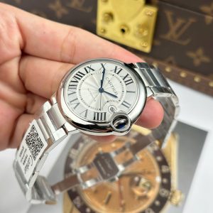 Đồng Hồ Cartier Ballon Bleu Replica 1 1 Mặt Trắng Dây Kim Loại Xưởng AF 40mm (2)