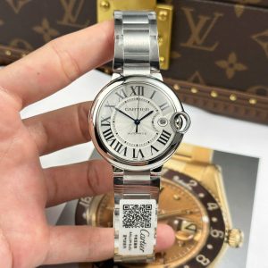 Đồng Hồ Cartier Ballon Bleu Replica 1 1 Mặt Trắng Dây Kim Loại Xưởng AF 40mm (2)