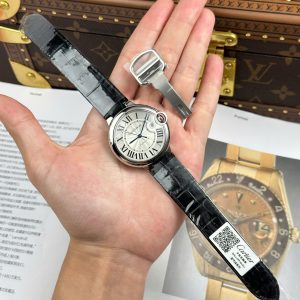 Đồng Hồ Cartier Ballon Bleu Replica 11 Mặt Trắng Dây Da Xưởng AF 40mm (2)