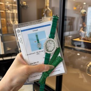 Đồng Hồ Chopard Nữ Màu Xanh lá Cây Chế Tác Đính Kim Cương Moissanite Hong Kong 34mm (2)