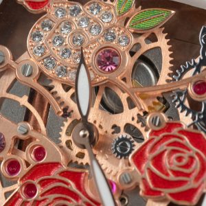 Đồng Hồ Franck Muller Replica 11 Vanguard V32 Skeleton Mặt Hoa Màu Đỏ 36mm (2)