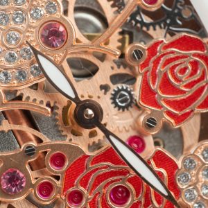 Đồng Hồ Franck Muller Replica 11 Vanguard V32 Skeleton Mặt Hoa Màu Đỏ 36mm (2)