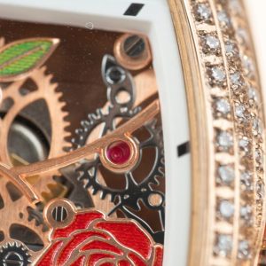 Đồng Hồ Franck Muller Replica 11 Vanguard V32 Skeleton Mặt Hoa Màu Đỏ 36mm (2)