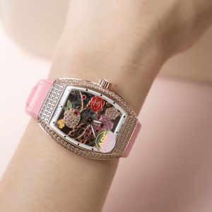 Đồng Hồ Franck Muller Replica 11 Vanguard V32 Skeleton Mặt Hoa Màu Hồng 36mm (2)
