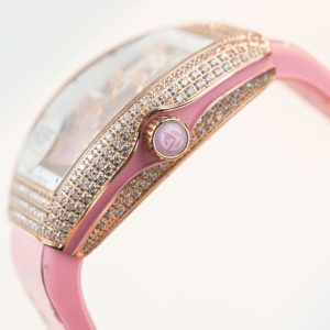 Đồng Hồ Franck Muller Replica 11 Vanguard V32 Skeleton Mặt Hoa Màu Hồng 36mm (2)