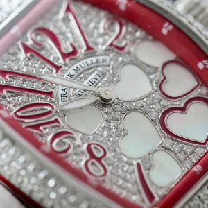 Đồng Hồ Franck Muller V32 Vanguard Lady Heart Màu Đỏ Chế Tác Full Kim Cương Moissanite 36mm (2)
