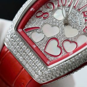 Đồng Hồ Franck Muller V32 Vanguard Lady Heart Màu Đỏ Chế Tác Full Kim Cương Moissanite 36mm (2)