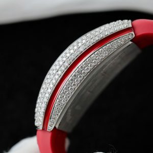 Đồng Hồ Franck Muller V32 Vanguard Lady Heart Màu Đỏ Chế Tác Full Kim Cương Moissanite 36mm (2)