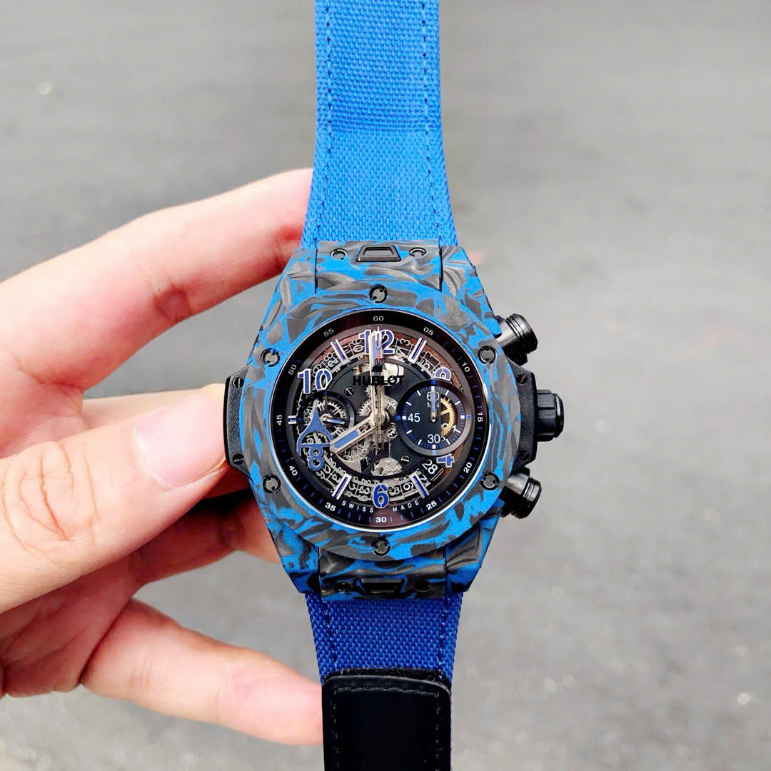 Đồng Hồ Hublot Big Bang Unico Blue Carbon Replica Cao Cấp Nhất 45mm (4)