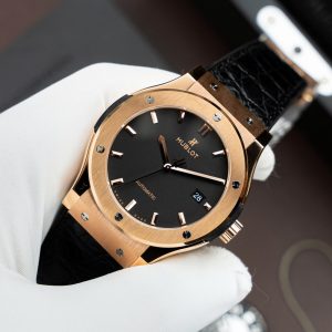 Đồng Hồ Hublot Classic Fusion King Gold Replica 11 Màu Đen Máy SW300 Thuỵ Sỹ Dây Cá Sấu 42mm (2)