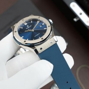 Đồng Hồ Hublot Classic Fusion Titanium Màu Xanh Blue Tinh Chỉnh Máy SW300 Dây Cao Su 42mm (2)