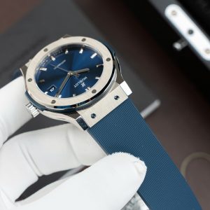 Đồng Hồ Hublot Classic Fusion Titanium Màu Xanh Blue Tinh Chỉnh Máy SW300 Dây Cao Su 42mm (2)