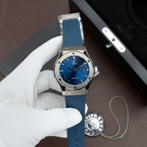 Đồng Hồ Hublot Classic Fusion Titanium Màu Xanh Blue Tinh Chỉnh Máy SW300 Dây Cao Su 42mm (2)