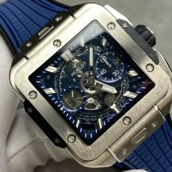 Đồng Hồ Hublot Nam Rep 11 Square Bang Unico Titanium Màu Xanh Dương Xưởng BBF 42mm (1)