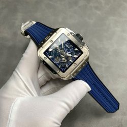 Đồng Hồ Hublot Nam Rep 11 Square Bang Unico Titanium Màu Xanh Dương Xưởng BBF 42mm (1)