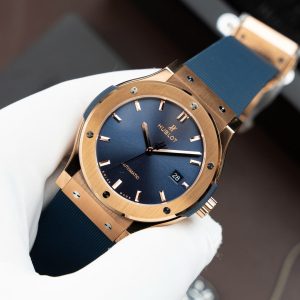 Đồng Hồ Hublot Rep 11 Classic Fusion King Gold Màu Xanh Dương Máy SW300 Thuỵ Sỹ Dây Cao Su 42mm (2)