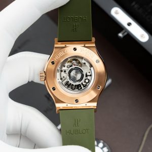 Đồng Hồ Hublot Rep 11 Classic Fusion King Gold Màu Xanh Lá Cây Máy SW300 Thuỵ Sỹ Dây Cao Su 42mm (2)
