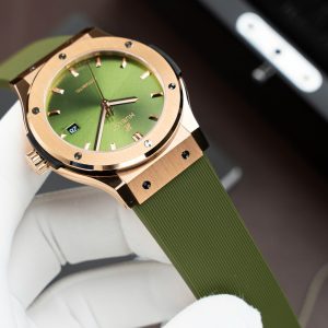 Đồng Hồ Hublot Rep 11 Classic Fusion King Gold Màu Xanh Lá Cây Máy SW300 Thuỵ Sỹ Dây Cao Su 42mm (2)